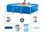 Piscina Intex Con Struttura Rettangolare - 220 X 150 X 60 Cm - Blu - Include Copertura - Pompa Filtro Per Piscina - Filtro - Kit Di Pulizia - Sistema Di Acqua Salata -Per Piscina