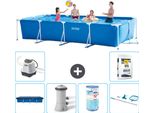Piscina Intex Con Struttura Rettangolare - 450 X 220 X 84 Cm - Blu - Include Copertura - Pompa Filtro Per Piscina - Filtro - Kit Di Pulizia - Sistema Di Acqua Salata -Per Piscina