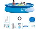 Piscina Gonfiabile Rotonda Intex Easy Set - 396 X 84 Cm - Blu - Include Pacchetto Di Manutenzione - Pompa Filtro Per Piscina - Filtro - Telo Di Fondo - Kit Di Pulizia - Scaletta