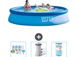 Piscina Gonfiabile Rotonda Intex Easy Set - 396 X 84 Cm - Blu - Pacchetto Manutenzione Incluso - Pompa Filtro Per Piscina - Filtro