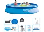 Piscina Gonfiabile Rotonda Intex Easy Set - 396 X 84 Cm - Blu - Include Tenda Da Sole - Pacchetto Manutenzione - Pompa Filtro Per Piscina - Filtro - Telo Di Fondo - Tappetino Solare