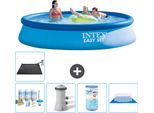 Piscina Gonfiabile Rotonda Intex Easy Set - 396 X 84 Cm - Blu - Include Pacchetto Di Manutenzione - Pompa Filtro Per Piscina - Filtro - Telo Di Fondo - Tappetino Solare