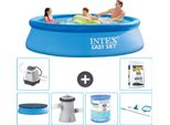 Piscina Gonfiabile Rotonda Intex Easy Set - 305 X 76 Cm - Blu - Include Copertura - Pompa Filtro Per Piscina - Filtro - Kit Di Pulizia - Sistema Di Acqua Salata -Per Piscina