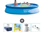 Piscina Gonfiabile Rotonda Easy Set Intex - 396 X 84 Cm - Blu - Include Tenda Da Sole - Pacchetto Manutenzione - Pompa Filtro Per Piscina - Hoover