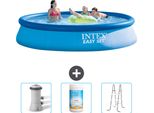 Piscina Gonfiabile Rotonda Easy Set Di Intex - 396 X 84 Cm - Blu - Pompa Filtro Inclusa Per Piscina - Cloro - Scaletta