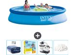 Piscina Gonfiabile Rotonda Intex Easy Set - 396 X 84 Cm - Blu - Include Tenda Da Sole - Pacchetto Manutenzione - Pompa Filtro Per Piscina - Palline Filtro