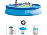 Piscina Easy Set Gonfiabile Rotonda Intex - 396 X 84 Cm - Blu - Pompa Filtro Inclusa Per Piscina - Galleggiante Per Cloro - Cloro