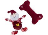 Trixie Xmas Gift Set - Set Di Giocattoli Natalizi (Babbo Natale, Osso), 30 Cm, Peluche/Fibra
