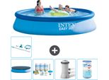 Piscina Gonfiabile Rotonda Intex Easy Set - 396 X 84 Cm - Blu - Include Copertura - Pacchetto Manutenzione - Pompa Filtro Per Piscina - Filtro - Kit Pulizia