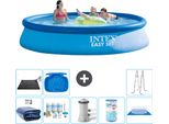 Piscina Gonfiabile Rotonda Intex Easy Set - 396 X 84 Cm - Blu - Include Tenda Da Sole - Pacchetto Manutenzione - Pompa Filtro Per Piscina - Filtro - Telo Di Fondo - Tappetino Solare