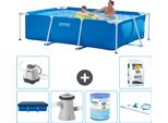 Piscina Intex Con Struttura Rettangolare - 260 X 160 X 65 Cm - Blu - Include Copertura - Pompa Filtro Per Piscina - Filtro - Kit Di Pulizia - Sistema Di Acqua Salata -Per Piscina