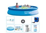 Piscina Gonfiabile Rotonda Intex Easy Set - 396 X 84 Cm - Blu - Include Tenda Da Sole - Pacchetto Manutenzione - Pompa Filtro Per Piscina - Filtro - Kit Pulizia - Pompa Di Calore