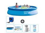 Piscina Gonfiabile Rotonda Intex Easy Set - 396 X 84 Cm - Blu - Include Copertura - Pacchetto Manutenzione - Pompa Filtro Per Piscina - Filtro - Pompa Di Calore