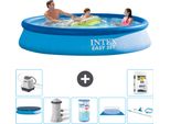 Piscina Gonfiabile Rotonda Intex Easy-Set - 366 X 76 Cm - Blu - Include Copertura - Pompa Filtro Per Piscina - Filtro - Copertura Del Terreno - Kit Di Pulizia - Sistema Ad Acqua Salata