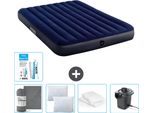 Letto Gonfiabile Intex - 2 Persone - 152 X 203 X 25 Cm - Blu - Lenzuolo Incluso - Bacio - Pompa - Set Di Riparazione E Protezione Per Cuscini