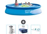 Piscina Gonfiabile Rotonda Intex Easy Set - 396 X 84 Cm - Blu - Include Pompa Filtro Per Piscina - Tenda - Kit Di Pulizia