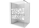 Mexen Kioto+ Pannello Doccia Con Mensola Walk-In 110 X 200 Cm, Motivo Bianco, Gun Metal - 800-110-121-95-85