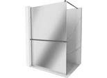 Mexen Kioto+ Parete Doccia Con Mensola Walk-In 90 X 200 Cm, Specchio, Gun Metal - 800-090-121-95-50