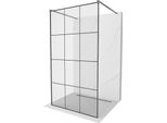 Mexen Kioto Parete Doccia Autoportante 110 X 200 Cm, Griglia Nera 8 Mm, Gun Metal - 800-110-002-95-77