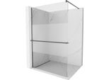 Mexen Kioto+ Parete Doccia Con Mensola Walk-In 100 X 200 Cm, Trasparente/Brina, Gun Metal - 800-100-121-95-35
