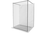 Mexen Kioto Parete Doccia Autoportante 110 X 200 Cm, Cornice Nera 8 Mm, Metallo Canna Di Fucile - 800-110-002-95-70
