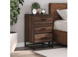 Vidaxl Comodino Marrone Effetto Rovere 40X34,5X60Cm Materiale Legno Metallo