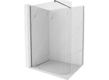 Mexen Kioto-R Parete Doccia Arrotondata Walk-In 80 X 200 Cm, Trasparente 8 Mm, Finitura Gun Metal - 800-080-101-95-06