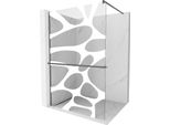 Mexen Kioto+ Parete Doccia Con Mensola Walk-In 110 X 200 Cm, Onda Bianca, Gun Metal - 800-110-121-95-97