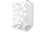Mexen Kioto Parete Doccia Autoportante 120 X 200 Cm, Onda Bianca 8 Mm, Metallo Canna Di Fucile - 800-120-002-95-97