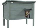 Pawhut Casetta In Legno Per Gatti Impermeabile E Resistente All'inverno Con Tetto A Cerniera, Grotta Per Gatti, Rifugio Per Gatti All'aperto Per Giardino Balcone 85 X 50 X 68,5 Cm Grigio Scuro