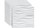 Clanmacy 12 Pezzi Pannelli 3D Pannelli Da Parete In Cloruro Di Polivinile Pvc - Pannelli Per Pareti E Soffitti - 50X50 Cm (0,25 M²) - Leggeri, Flessibili E Facili Da Installare - Bianco