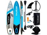 Thunder® Stand Up Paddle Board | Maris | 320X75X15Cm | Blu | Fino A 150 Kg | Set Completo | Gonfiabile | Paddleboard | Accessori Sup |
