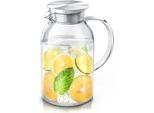 Caraffa Arendo, Caraffa In Vetro Con Coperchio In Acciaio Inossidabile Alimentare, Vetro Borosilicato, 2300 Ml, Colino, Resistente Al Calore E Al Freddo, Senza Bpa