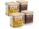 Arendo Barattoli Per La Conservazione, Set Di Barattoli In Vetro 4X 0,8L In Vetro Borosilicato Con Coperchio In Bambù, Ermetici, Set Di 4, Resistenti Al Calore, Ecologici, Durevoli, Adatti Al Microonde