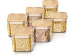 Arendo Barattoli Per La Conservazione, Set Di Barattoli In Vetro 6X 0,8L In Vetro Borosilicato Con Coperchio In Bambù, Ermetici, Set Di 6, Resistenti Al Calore, Ecologici, Durevoli, Adatti Al Microonde
