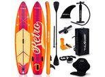 Thunder® | Retro 320 | Sup Gonfiabile | 320×75×15 Cm | Set Con Sedile Da Kayak, Zaino, Pompa A Doppia Azione, Pagaia | 15 Psi | D-Ring E Rete Portabag