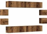 Syfax™ Set Mobile Tv 8 Pz Montato A Parete Legno Antico In Truciolato