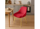 Sedia Da Pranzo, Sedia Da Sala Da Pranzo, Ampio Comfort, Struttura In Metallo - Rivestimento In Velluto | Colore: Rosso | Materiale Della Struttura: Oro Metallizzato