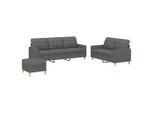Syfax™ Set Di Divani 3 Pz Con Cuscini Grigio Scuro In Tessuto