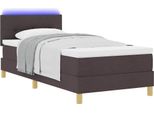 Syfax™ Letto A Sorgente Led Con Led Marrone Scuro 80 X 200 Cm Tessuto