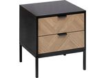 5 Five Simply Smart - Comodino "Chevrons"" Con 2 Cassetti In Pino Naturale E Nero 50X45Cm"
