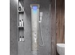 Aopunly Pannello Doccia Per Bagno Sistema Doccia Idromassaggio Doccia A Pioggia Pannello Doccia Multifunzionale 5 Grandi Getti Massaggianti Colonna Doccia, Argento