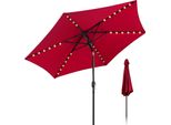 Jayseuw Ombrellone A Sbalzo 270 Cm Con Led Solare, Apertura A 30°, Protezione Uv, Manovella - Rosso - Ombrellone Da Giardino Ombrellone A Sbalzo