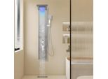 Clanmacy Pannello Doccia Per Bagno Sistema Doccia Idromassaggio Doccia A Pioggia Pannello Doccia Multifunzionale 5 Grandi Getti Massaggianti Colonna Doccia, Argento