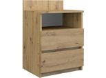 Comodino "Milwa"" Per La Camera Da Letto Con 2 Cassetti, Ripiano, In Rovere Artisan, 40 X 32 X 59 Cm"