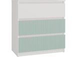 Cassettiera "Mirabell Iii"" Per Camera Da Letto O Corridoio Con 3 Cassetti In Bianco - Menta, 70 X 40 X 75 Cm"