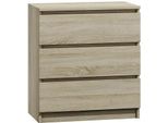 Cassettiera "Mirabell"" Per Camera Da Letto, Con 3 Cassetti In Rovere Sonoma, 70 X 40 X 75 Cm"