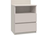 Comodino "Milwa"" Per La Camera Da Letto Con 2 Cassetti, Ripiano, In Cashmere, 40 X 32 X 59 Cm"