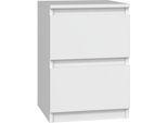 Comodino "Milwa Ii"" Per La Camera Da Letto Con 2 Cassetti In Bianco, 30 X 30 X 40 Cm"