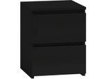 Comodino "Milwa Ii"" Per La Camera Da Letto Con 2 Cassetti In Nero, 30 X 30 X 40 Cm"